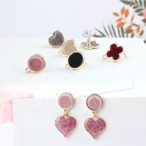 925 Silver Earrings Gold Velvet Heart round Four Leaf Alloy Accessories DIY Jewelry Ear Studs And Ear Pins Fashionable Jewelry