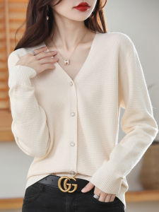 French V-Neck Knitted Cardigan Womens Short Outerwear Sweater Miu Series Open Cardigan Top Outerwear Spring Autumn New Style