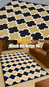 [NEW COLLECTION] MAROC Karpet Lantai 100x150 Black on Beige BOB 14