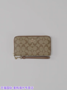 Coach Official Store Original Authentic for Women PVC Long wrist strap zipper wallet C4452