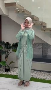 VIRAL!! Kaftan Ikat Wanita SET OUTER BRUKAT Bahan SATIN SILK Mewah Gamis Lebaran Terbaru Syari Kaftan Murah - Kaftan Kondangan Mewah - Murah - Bayar Ditempat - Senjastoree