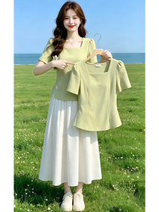 Shalldoer | Plus Size Slimming French Square Neck T-Shirt Women