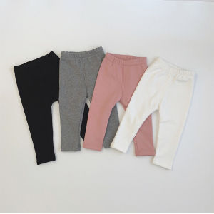 กางเกงขายาวผ้าฝ้ายบุขนแกะอุ่นสำหรับเด็กผู้หญิง ช่วงฤดูหนาว กางเกงขายาวอเนกประสงค์สำหรับเด็กอายุ 6-12 เดือนและอายุ 1-2 ปี