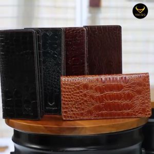 VALQO LEON BY Dompet Panjang Kulit Sapi Motif Buaya Kartu Foto Koin