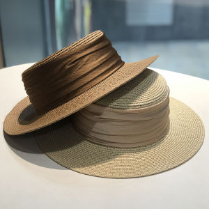 Hàn Quốc Xếp Ly Ruy Băng Phẳng Áo Mũ Rơm Nữ Du Lịch Ngày Lễ Chống Nắng Thời Trang Sành Điệu Đa Năng Mũ Mùa Hè Phong Cách Nhật Bản Thời Trang