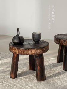 Solid Wood Stool B & B Household Light Luxury round Bench Adult Childrens Solid Shoe Changing Stool Silent Wind Tree Pier Low Stool