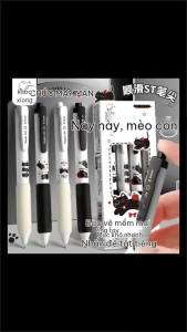 4Pcs 0.5mm Feline Print Ink Writers Black Fast-Dry Refillable Bodies for Class Notes