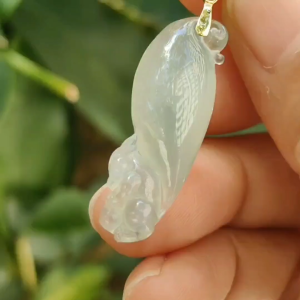 Special Offer Until 2025 CNY only - This Premium Fine Quality Squirrel Pendant Natural Type A Jadeite Jade with 18k Clasp added certificate weighs 3.24 grams measurement 30.5 * 10.5 * 6.7 mm (18kp98)