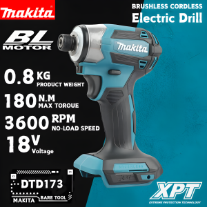 Makita DTD173 18V Cordless Brushless Impact Driver 180Nm Electric Drill Screwdriver with LED Light Multi-function Household Tool