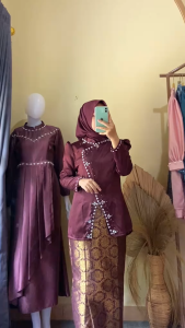 Inara Baju Kurung Kebaya Janggan Payet Mix Rok Songket