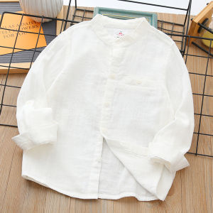 Childrens Pure Cotton Double Layered Shirt Long Sleeve Spring Autumn Style Casual Fashionable Baby Boys Stand Collar Top