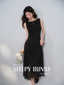 Summer Elegance Polka Dot Sleeveless Chiffon Dress Long