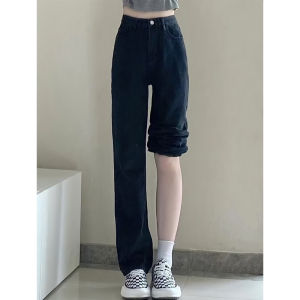 กางเกงยีนส์ทรงขาบานเอวสูงสีดำ ทรงเข้ารูป ทรงกระต่าย สำหรับผู้หญิงไซส์ใหญ่ ฤดูใบไม้ผลิ 2024 กางเกงยีนส์ทรงลำลอง