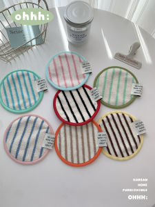 Dongdaemun INS Striped Towel Cup Mat Coffee Cup Heat Insulator Pad Colorful Patchwork Dining Table Decorative Pad