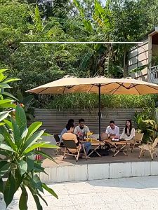 4.5M Big Umbrella with Base Stand Heavy Duty Garden Patio Sunshade Awnings Folding Parasol Square Umbrella Retractable Canopy Sunshade With Bracket