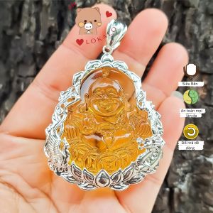 Mặt dây chuyền phật di lặc Khung Trắng đeo phong thủy may mắn Lokalo 10.1.24