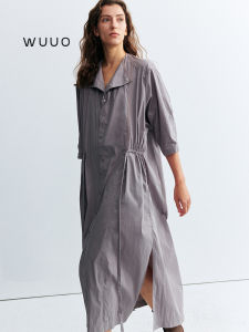 WUUO Casual Loose Long Holiday Dress Womens New 2025 High Waist Cotton Blend Comfortable Fit All Season Maxi Gown