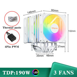 6 Heat Pipes 90MM RGB CPU Cooler Heatsink Silent Computer Processor Cooler for Intel LGA115X 1200 1700 2011 X99 X79 AMD AM4 AM5