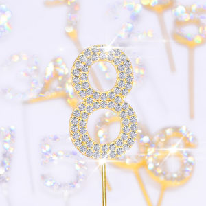 1Pc Gold Silver Glitter Alloy Number Cake Toppers Birthday 0-9 Digital Cakes Decor Wedding Party Baby Shower Dessert Decoration