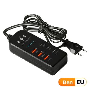 Bộ Sạc USB 6 Trong 1 Tích Hợp Sạc Nhanh PD Type C Hub Đa Cổng Type C Đầu Chuyển EU/US - Ổ Cắm Mở Rộng Sạc Nhanh Cho Điện Thoại Di Động