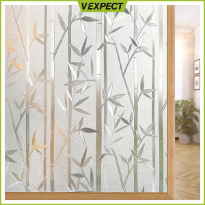 Bamboo Privacy Window Film Sticker Decorative Glass Film Removable Static Window Clings Stained Glass Door Sticker Non-Adhesive Window Decals UV Blocking