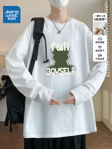 Jeanswest Long Sleeve Cotton T-Shirt Mens Loose Fit round Neck Sweatshirt Base Layer Top for Spring Autumn Fashion Brand