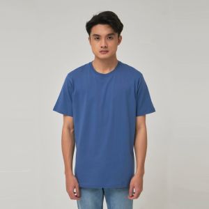 Kaos Polos Pria Oneck Lengan Pendek Bahan Katun Combed 30s Warna Steel Blue