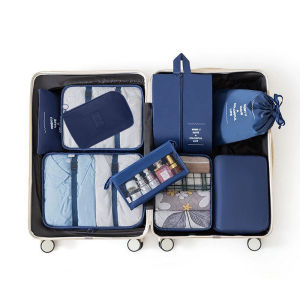 9pcs Set Travel Packing CubesUnderwear Cable Cosmetics Clothes Organizer Bag With Shoes BagMesh Data Luggage Storage Bag