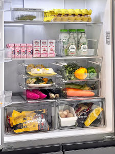 กล่องเก็บของในตู้เย็นระดับอาหาร กล่องเก็บของในครัว กล่องเก็บของสำหรับผักและผลไม้ กล่องเก็บของแบบสองชั้น กล่องเก็บของแบบดึงได้