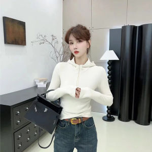 Womens Street Style Zipper Hoodie Base Shirt Casual Long Sleeve Polyester Fiber Commute Pure Color Versatile Sweatshirt