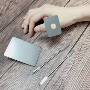 Ring Palette Liquid Foundation Blending Plate Makeup Palette Makeup Adjusting Plate Mouth Red Manicure Mini Stainless Steel