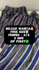 Seluar Tiga Suku Wanita Free Size 26-44 Berjalur-Jalur Murah Line Style #LA79