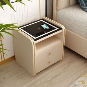 Light Luxury Smart Bedside Table Modern Minimalist Multifunctional Wireless Charging with Night Light Bedroom Bedside Storage Locker