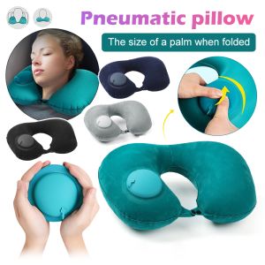 [Ready Stock] Portable Inflatable Pillow Travel Air Pillow Nap Cushion Hiking Camping Pillow Beach Car Plane Bed Sleep Rest Bantal Angin