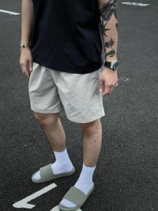 American Style Loose Mens Shorts Quick Dry Summer Casual Sport Breathable Cool Feeling Knee High Pure Color Straight Leg Pants