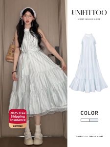 unifittoo | Blue Halter Strap Dress Waist Cinching