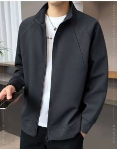 Autumn mens high-end stand up collar spliced zipper fashionable versatile casual jacket