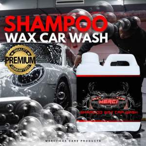 แชมพูล้างรถ สูตรผสมแว็กซ์ (ปริมาณ 1000 ML.) Merci Shampoo Car Wash (แถมฟรี ผ้าไมโครไฟเบอร์และฟองน้ำล้างรถ)