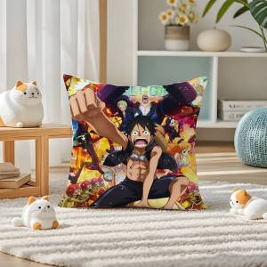 Bandai | One Piece Wano Country Arc Anime Plush Pillow Cover Soft Short Plush Cushion Cover For Sofa Bedroom Home Decor Gift Decoration