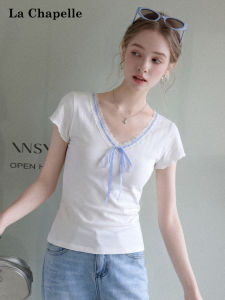 La Chapelle | Beautiful Lace Spliced Short Sleeve T-Shirt