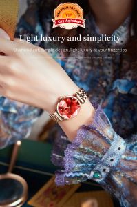 Olevs Đồng hồ thời trang nữ Mặt đá Shappire đai sắt cao cấp sang trọng cho phái đẹp