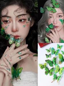 JIUQI | 3D Transparent Butterfly Makeup Accessory Realistic Photo Props