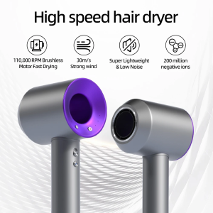 Professional High Speed Bladeless Hair Dryer Powerful Fast Drying Negative Ion Blow Dryer Quiet Portable Hairdryer for Travel Ho