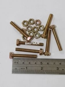 Baut Mur Kuning - Baut 10/6mm x 4cm (Paket 50pcs)