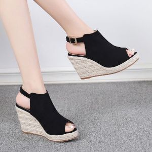 Summer Korean Version of Wedge Heel Platform Ultra-high Heel Fishmouth Roman Sandals Womens Platform Little Fairy Is Versatile