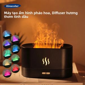 Máy Tạo Độ Ẩm Khuếch Tán Hương Thơm Ngọn Lửa RGB USB Máy Tính Để Bàn 7 Màu Mô Phỏng Ánh Sáng Máy Lọc Không Khí Hương Liệu Cho Phòng Ngủ
