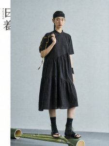 Cotton Traditional Chinese Style Mandarin Collar Summer Dress