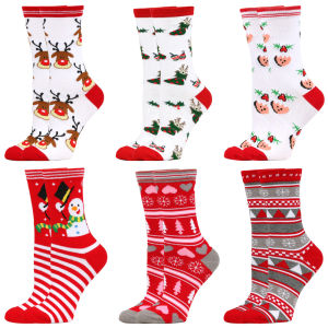 Christmas Mid-Calf Socks for Men Women Santa Claus Autumn Winter Gingerbread Man Cotton Elastic Gift Party Calf-Length Socks