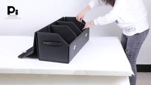 Car Trunk Organizer Organizers And Storage Suv Faux Leather Foldable Trunk Multi-Compartment Adjustable Auto Grocery Storage Box