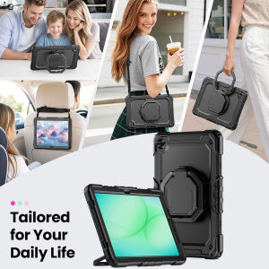 Full Body Shockproof Case with PET Screen Protector360 Rotating Handle Stand/Shoulder Strap/Pen Holder for Samsung Galaxy Tab A11+ Plus/A9+ 11 InchTab S11Tab S10 FE/S10 Lite/S9 FE/ S9Tab A11 / A9 8.7